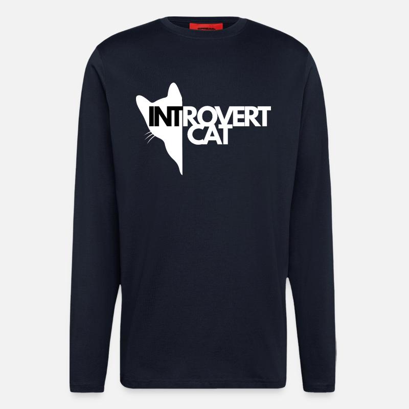Chat Introverti Silhouette Contrastée - Manches longues bio décontracté fabriqué en UE - DARK NAVY