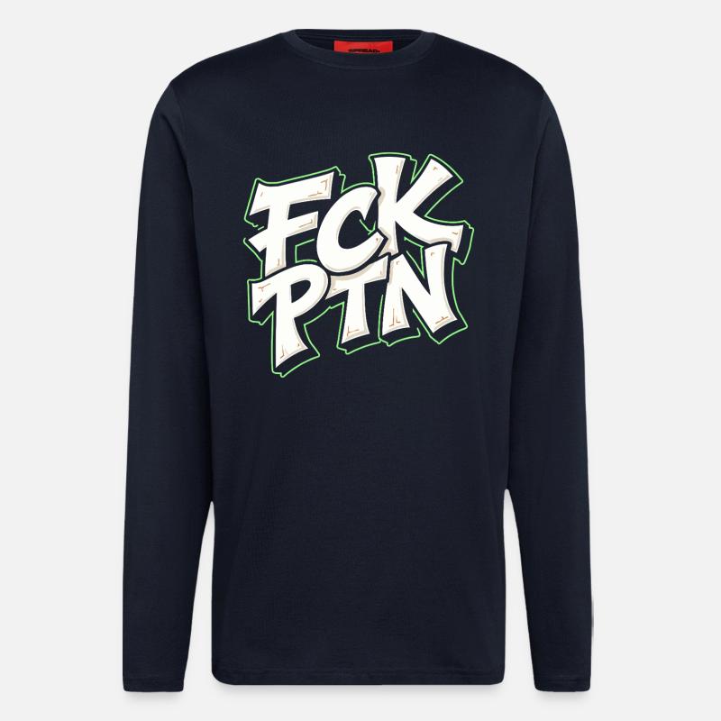 FCK PTN Anti Putin Statement - Langarmshirt - made by SPREAD - DARK NAVY