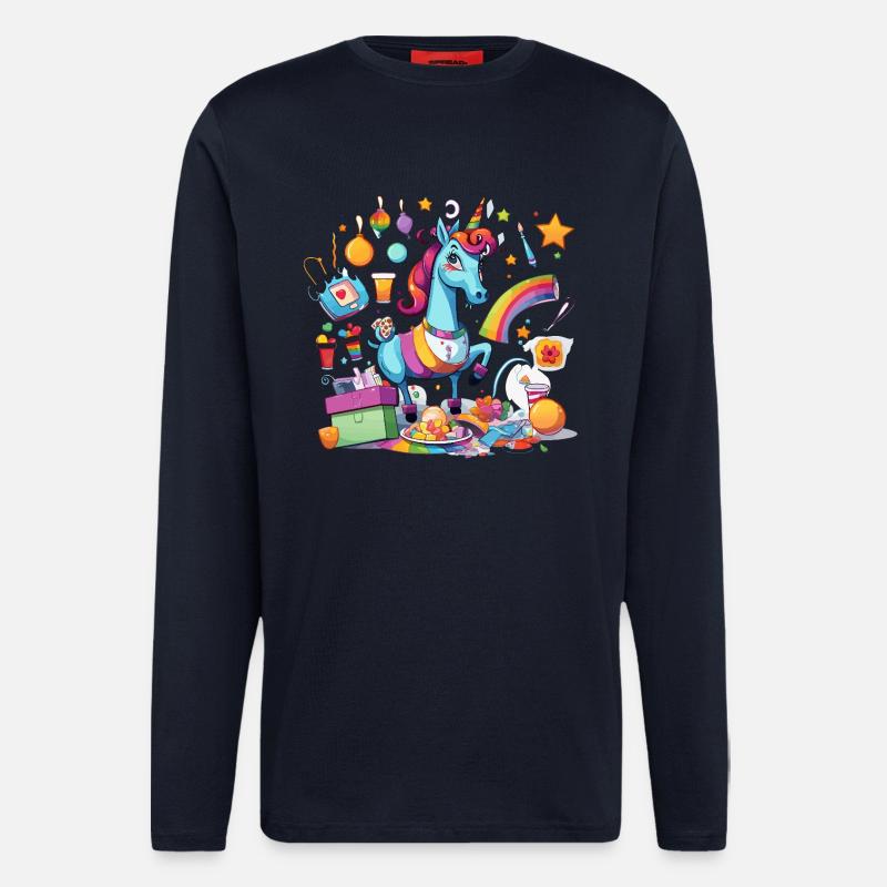 Bunter Einhorn Partyzauber - Langarmshirt - made by SPREAD  - DARK NAVY