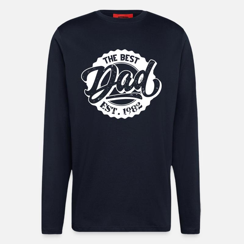 Le Meilleur Papa EST 1982 - Manches longues bio décontracté fabriqué en UE - DARK NAVY