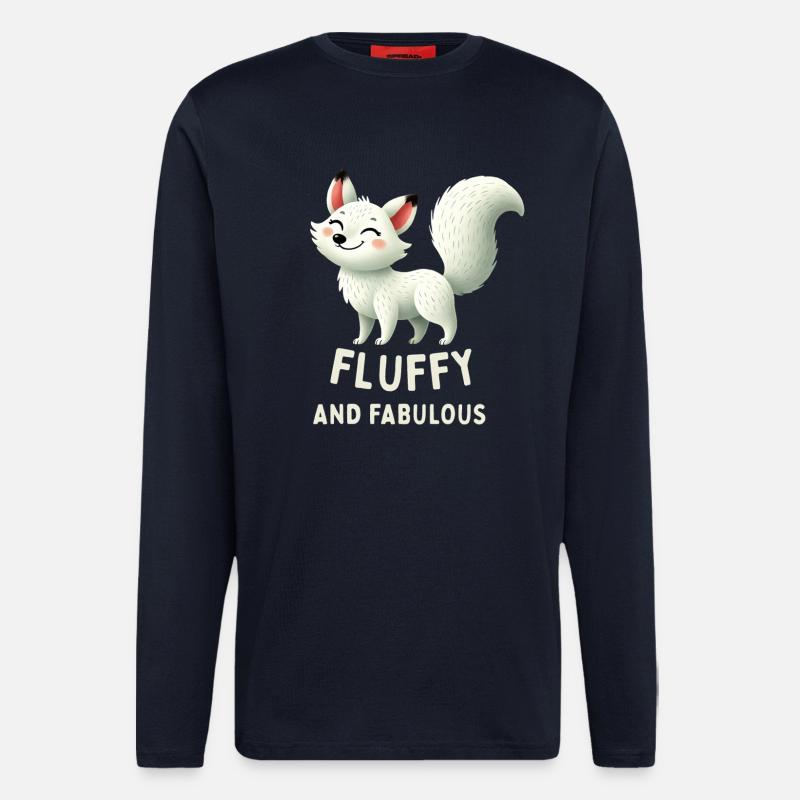 Fluffy White Fox - Longsleeve - made by SPREAD  - DARK NAVY