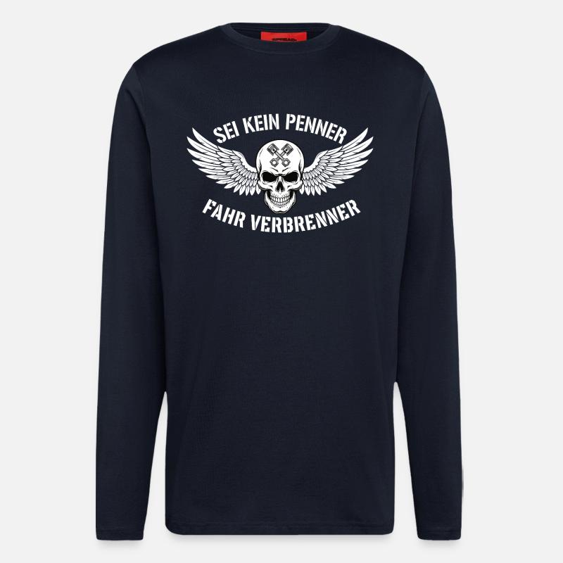 Ride Combustion Engine – Biker Skull Statement - Longsleeve - made by SPREAD - DARK NAVY