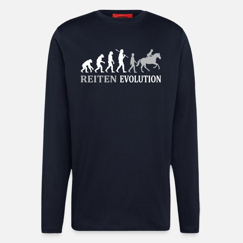 Reiten Evolution – Vom Affen zum Reiter - Langarmshirt - made by SPREAD - DARK NAVY