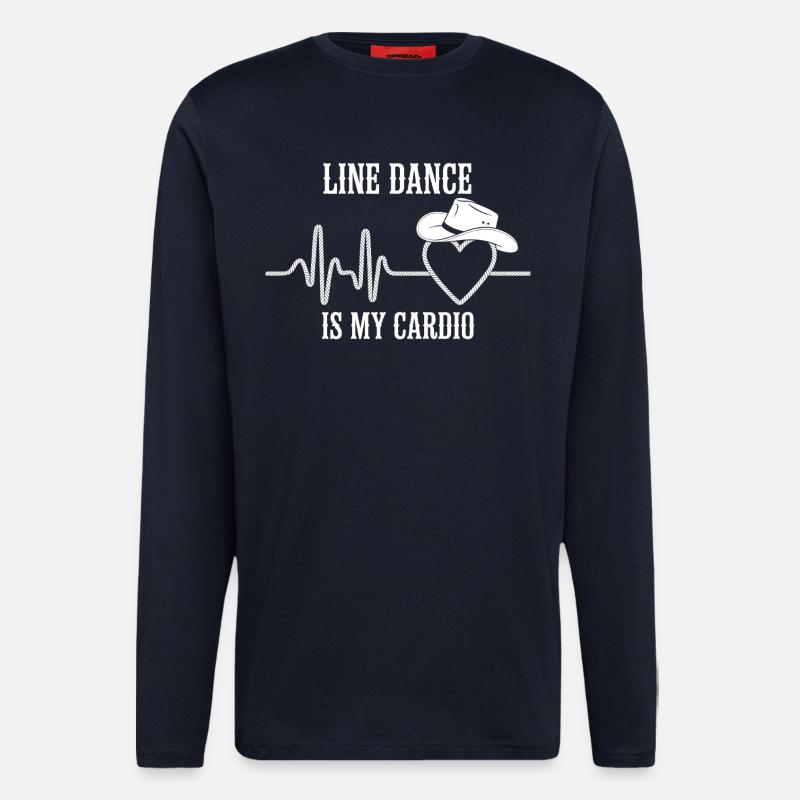 Line Dance Cardio Heart Logo - Manches longues bio décontracté fabriqué en UE - DARK NAVY