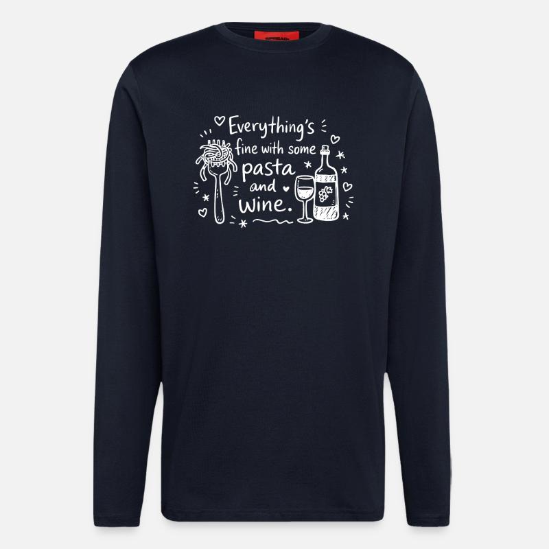 Life Is Better With Pasta And Wine - Langarmshirt - made by SPREAD  - DARK NAVY
