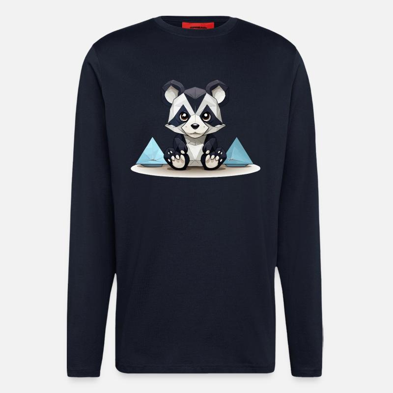 Low-Poly Panda am Eisgebirge - Longsleeve - made by SPREAD  - DARK NAVY