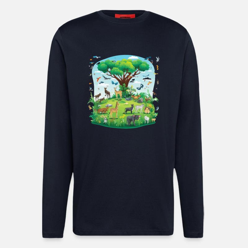 Tierparadies unter dem Baum - Langarmshirt - made by SPREAD  - DARK NAVY