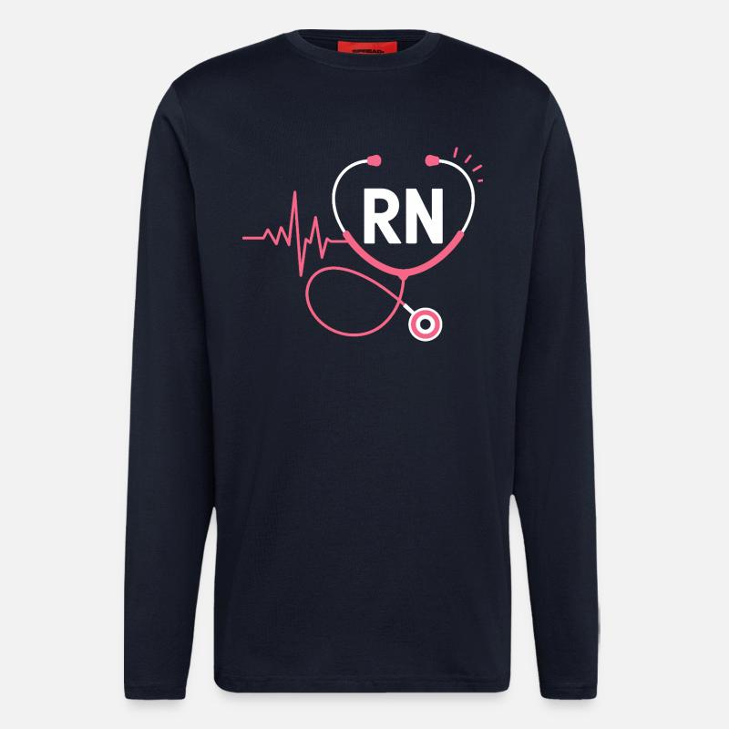 RN Herzschlag Stethoskop - Langarmshirt - made by SPREAD  - DARK NAVY