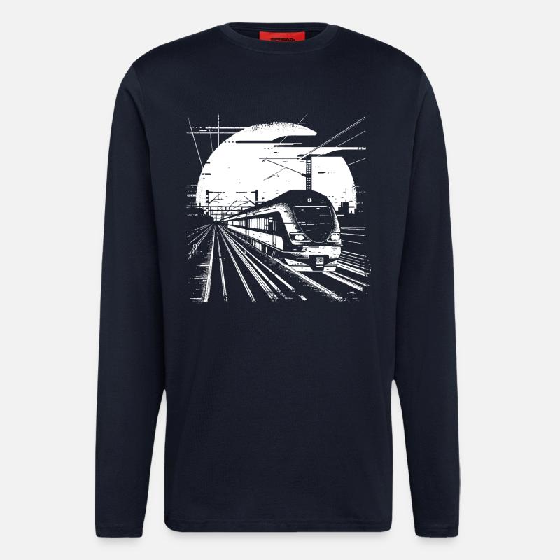 Eisenbahn Zeichnung - Langarmshirt - made by SPREAD  - DARK NAVY