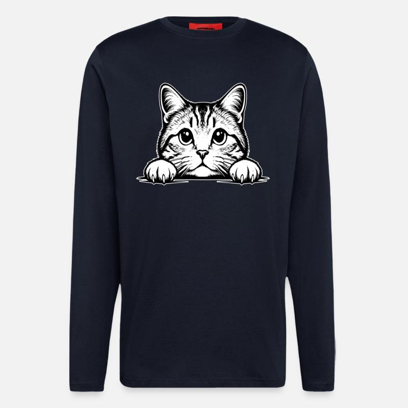 Chat Straigh écossais - Manches longues bio décontracté fabriqué en UE - DARK NAVY