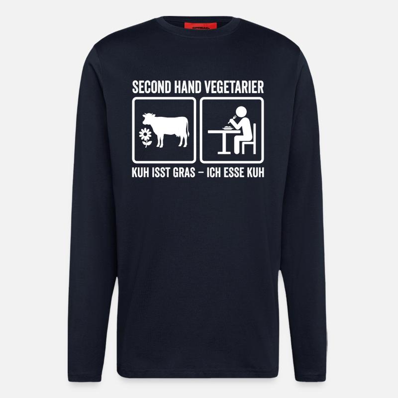 Second Hand Vegetarian – Funny Meat Design - Longsleeve - made by SPREAD - DARK NAVY