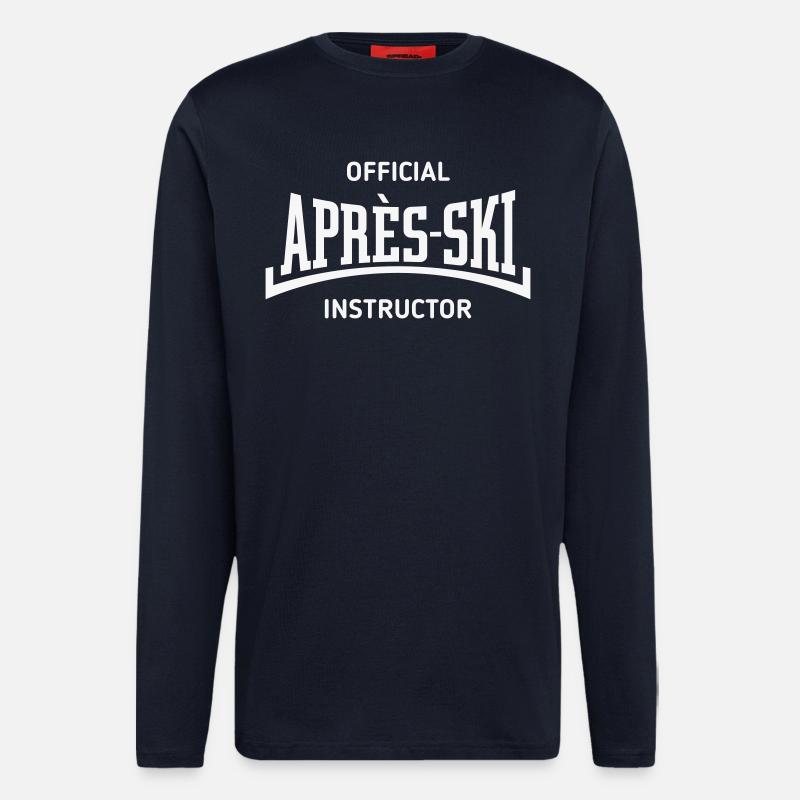 Moniteur officiel d’après-ski (Concave / Blanc) - Manches longues bio décontracté fabriqué en UE - DARK NAVY