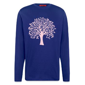 Silhouette icône Arbre Jumbo rose imprimé - Manches longues bio décontracté fabriqué en UE - Iconic Blue - Devant