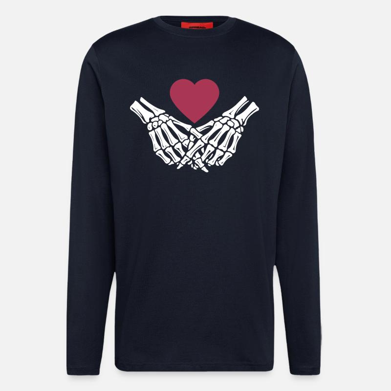ewige Liebe | Knochenhände | Skelett | Herz - Langarmshirt - made by SPREAD - DARK NAVY
