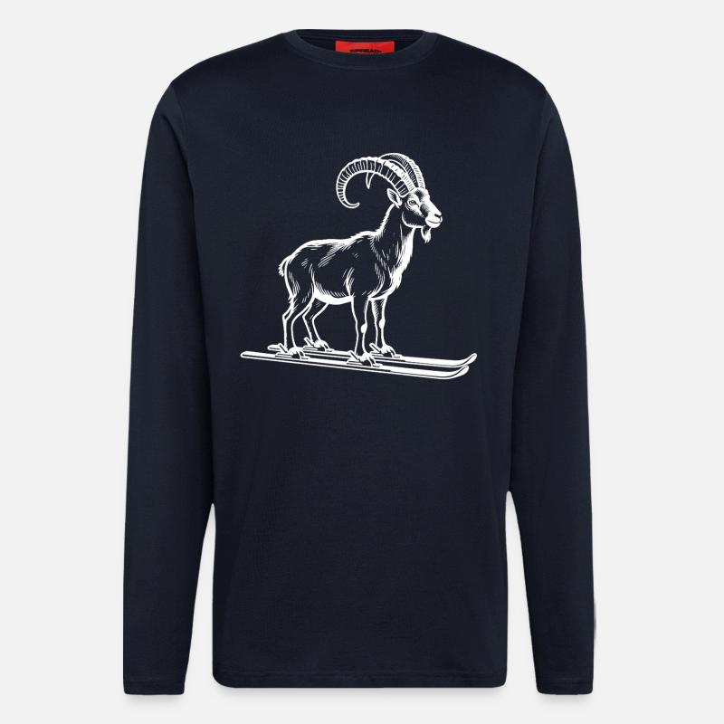 Funny ibex for skiers - Longsleeve - made by SPREAD - DARK NAVY