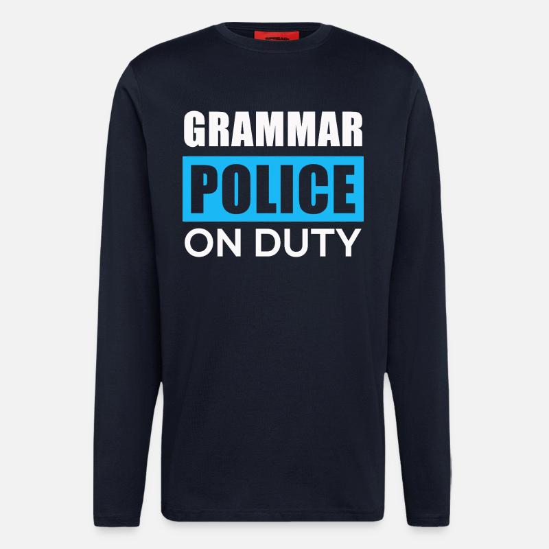 Grammatikpolizei im Einsatz - Langarmshirt - made by SPREAD  - DARK NAVY