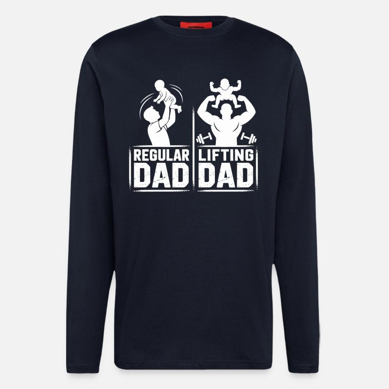 Dadkraft Doppelbild: Normaler vs Kraftdad - Langarmshirt - made by SPREAD  - DARK NAVY