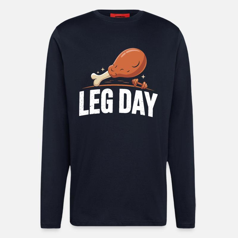 Leg Day Chicken Bone Motif - Longsleeve - made by SPREAD  - DARK NAVY