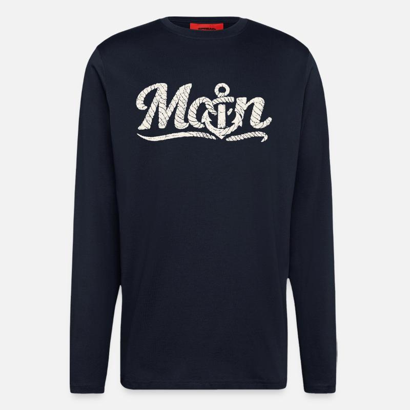 Conception côtière Moin Anchor - Manches longues bio décontracté fabriqué en UE - DARK NAVY