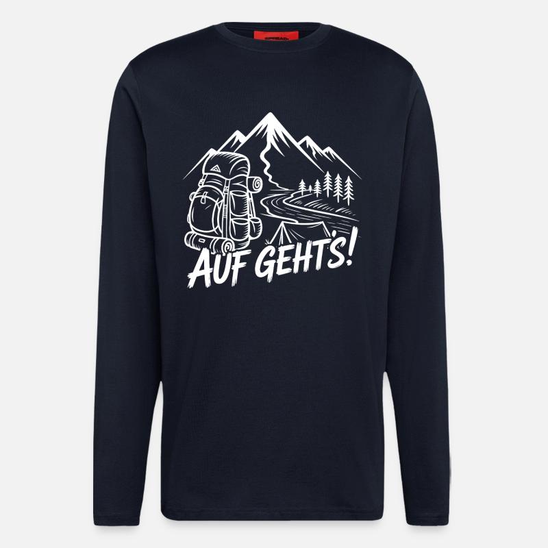 Bergabenteuer Wandern mit Rucksack - Langarmshirt - made by SPREAD - DARK NAVY