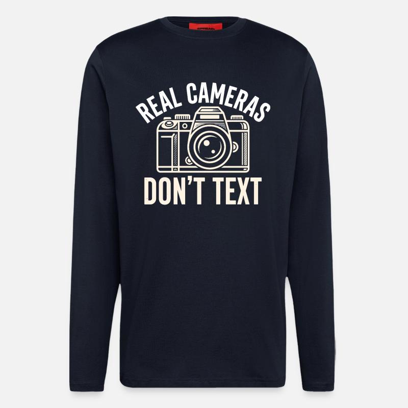 Real Cameras Don't Text Statement - Longsleeve - made by SPREAD  - DARK NAVY