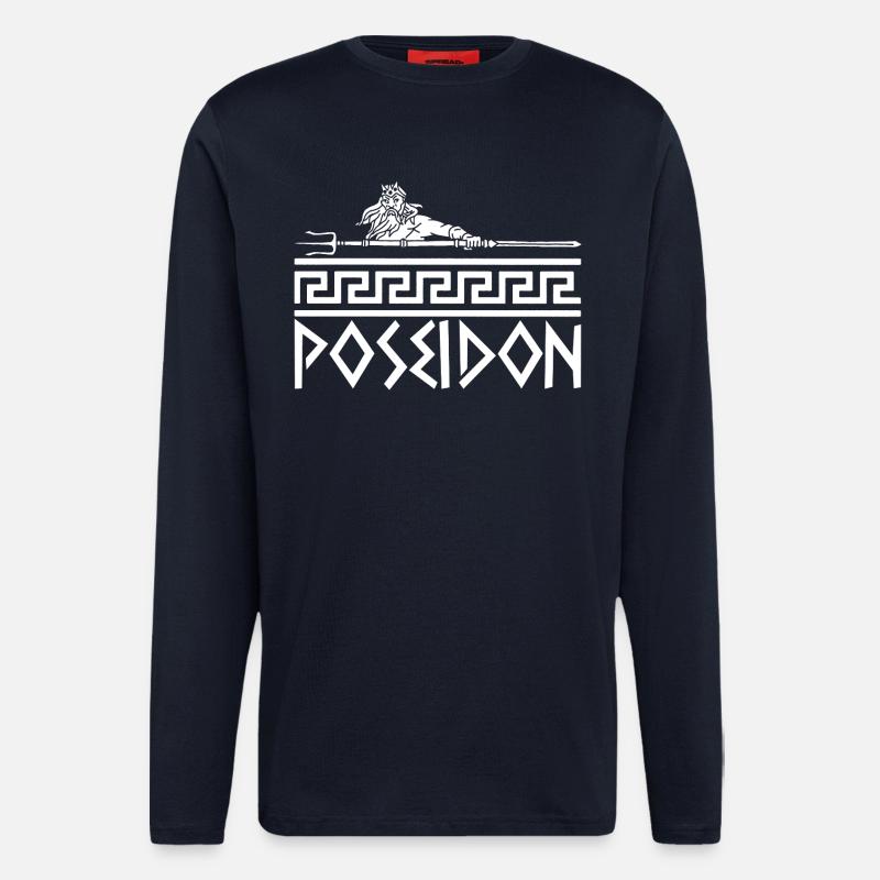 Griechischer Meeresgott (Weiß) - Langarmshirt - made by SPREAD  - DARK NAVY
