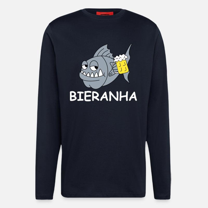 Bierpiranha Comic - Langarmshirt - made by SPREAD  - DARK NAVY