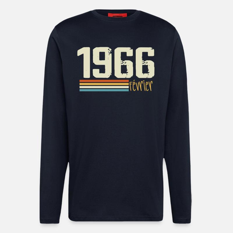 Février 1966 - Février 1966 Anniversaire 1966 - Manches longues bio décontracté fabriqué en UE - DARK NAVY