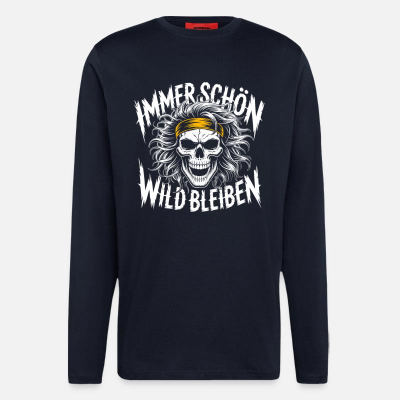 Schädel mit Headband Rock-Print - Langarmshirt - made by SPREAD  - DARK NAVY