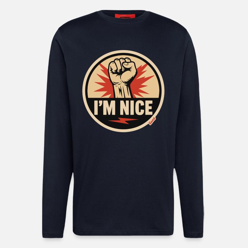 I’m Nice Fäuste-Statement - Langarmshirt - made by SPREAD  - DARK NAVY
