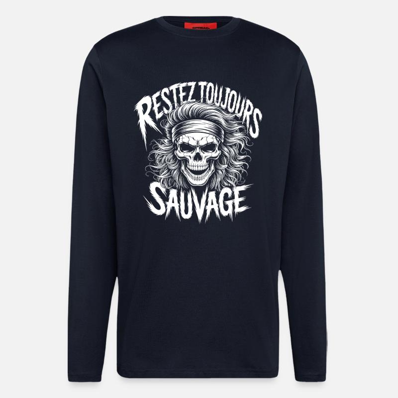 Bleib wild Immer Schädel - Langarmshirt - made by SPREAD  - DARK NAVY