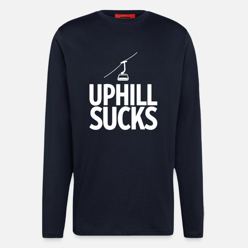 Uphill Sucks Sessellift Wintersport Statement - Langarmshirt - made by SPREAD  - DARK NAVY