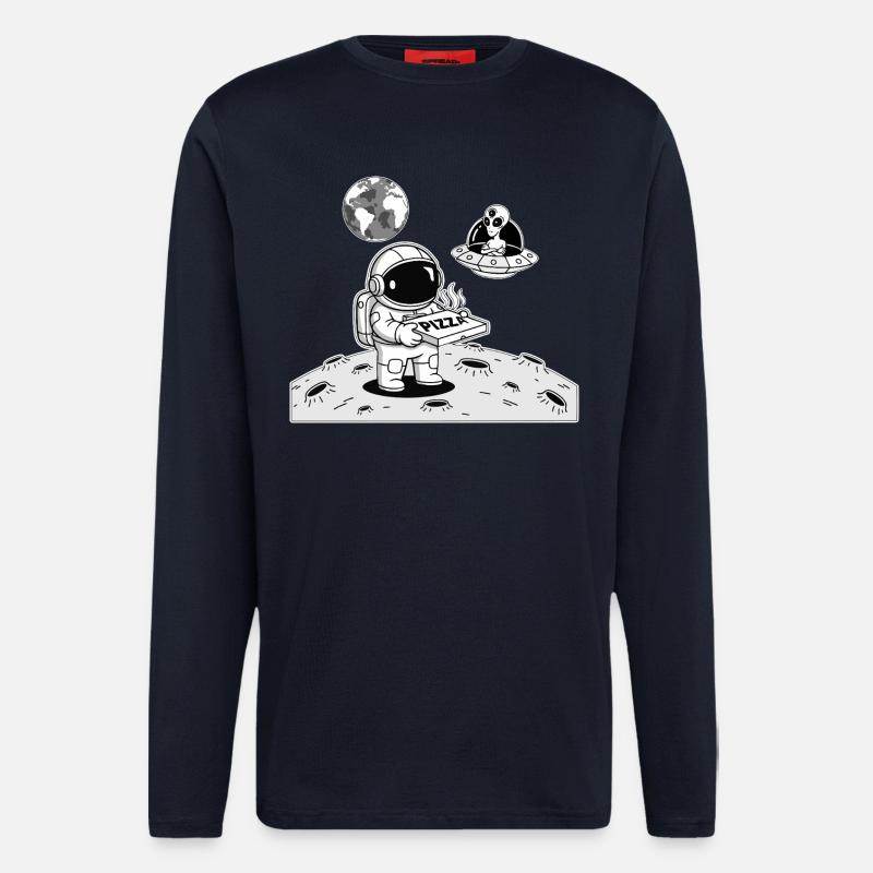 Astronaut Delivery Alien Space Pizza - Longsleeve - made by SPREAD  - DARK NAVY