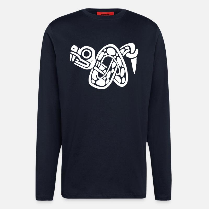 Noeud de serpent blanc - Manches longues bio décontracté fabriqué en UE - DARK NAVY
