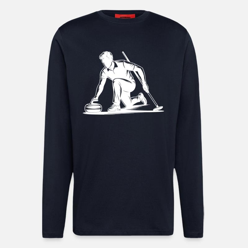 Curling Mann Sportler Action Silhouette - Langarmshirt - made by SPREAD  - DARK NAVY