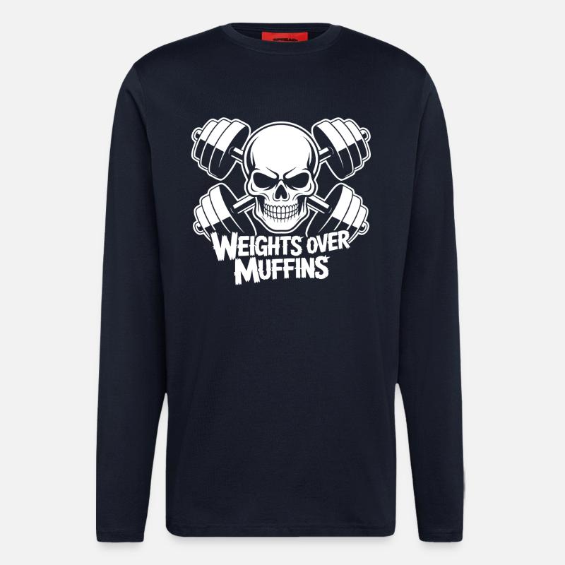 Weights over muffins skull - Longsleeve - made by SPREAD  - DARK NAVY
