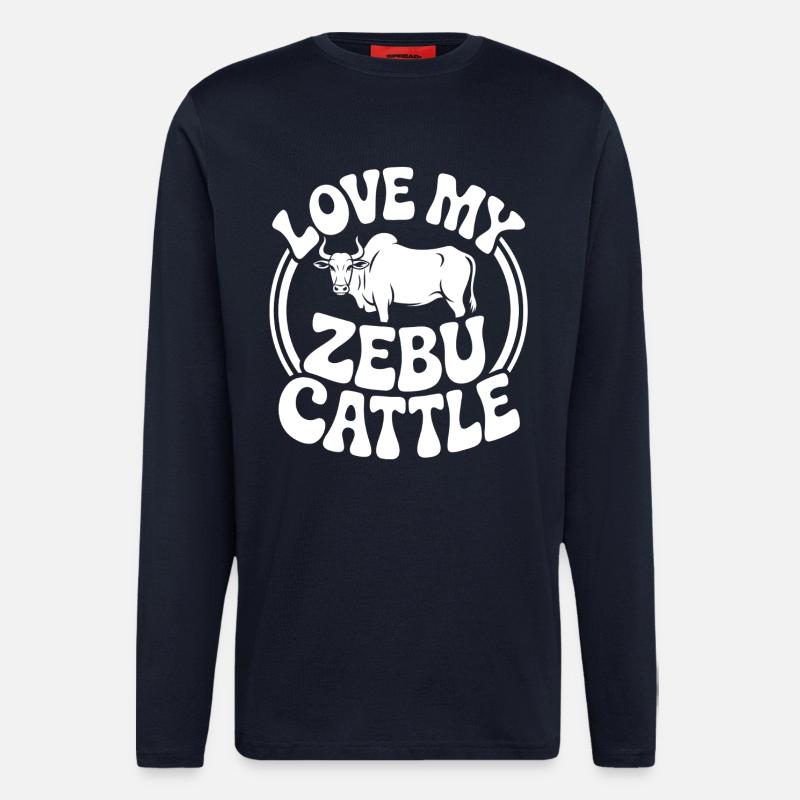 J’adore mon bœuf zébu - Manches longues bio décontracté fabriqué en UE - DARK NAVY