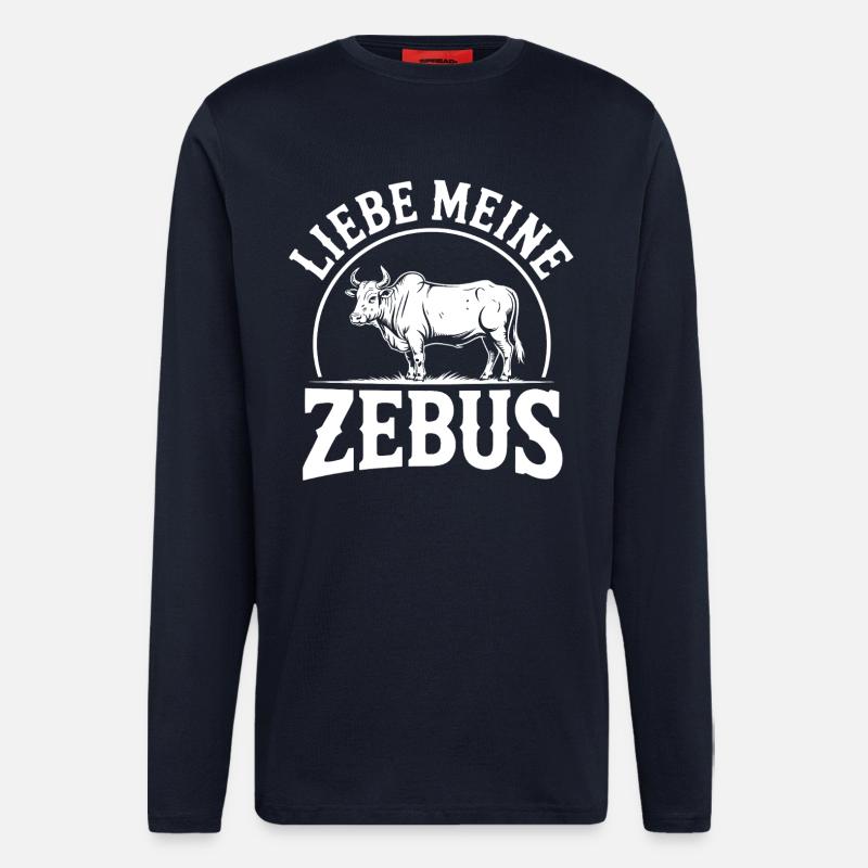 J’adore mon logo Zebus - Manches longues bio décontracté fabriqué en UE - DARK NAVY