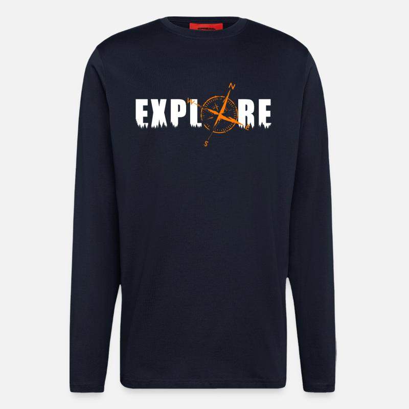 Explore Motiv mit einem Kompass - Langarmshirt - made by SPREAD - DARK NAVY