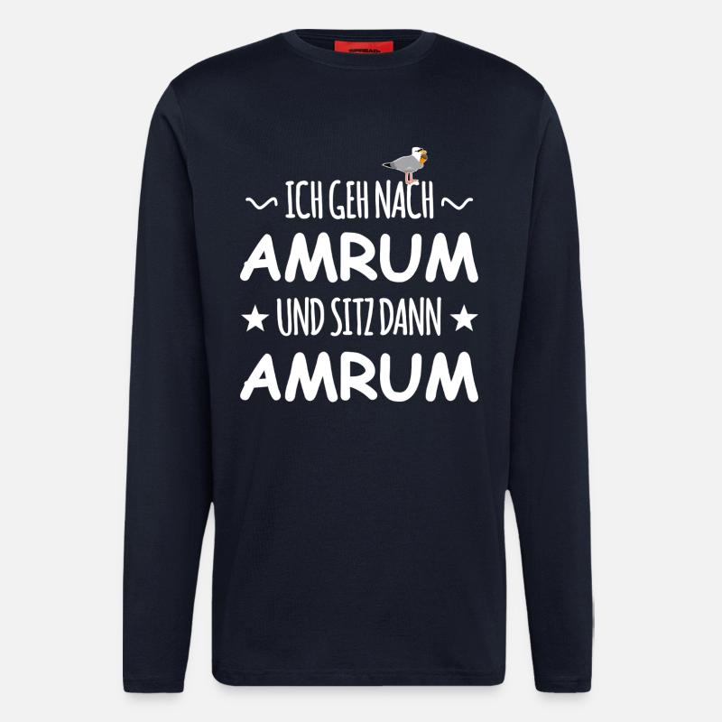 Amrum mit Schnaps Möwe - Langarmshirt - made by SPREAD  - DARK NAVY