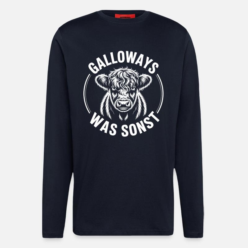 Tête de bœuf de Galloway - Manches longues bio décontracté fabriqué en UE - DARK NAVY