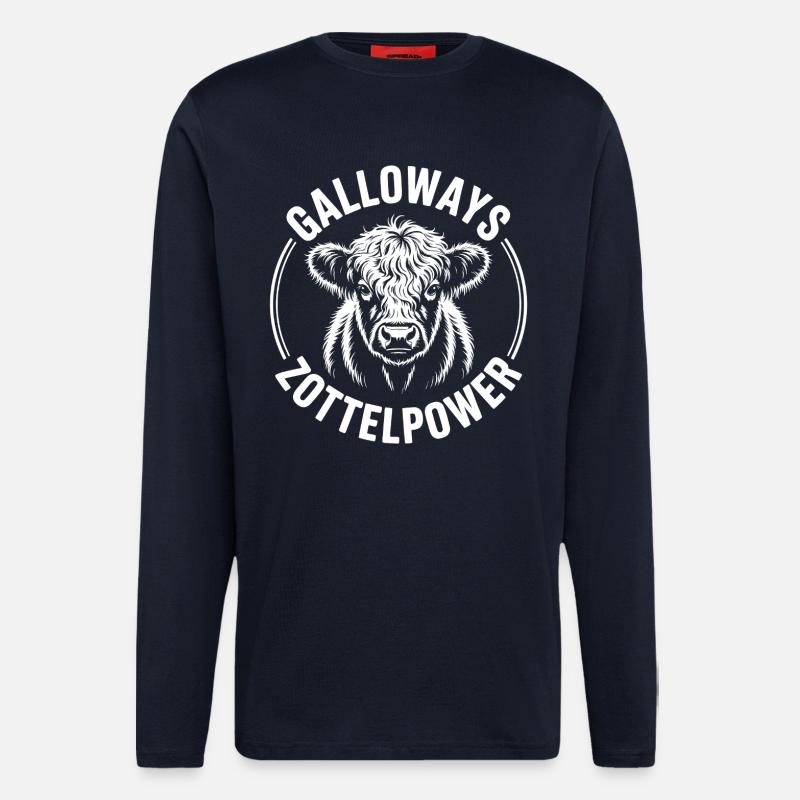 Tête de bœuf de Galloway - Manches longues bio décontracté fabriqué en UE - DARK NAVY
