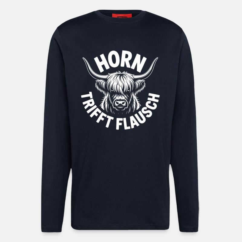 Highlands Horn Meets Fluff - Longsleeve - made by SPREAD  - DARK NAVY