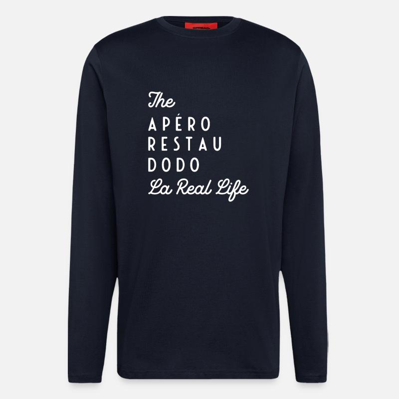 Reales Leben (weißer Text) - Langarmshirt - made by SPREAD  - DARK NAVY