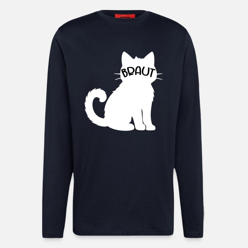 Hochzeit Katzen Braut - Langarmshirt - made by SPREAD  - DARK NAVY
