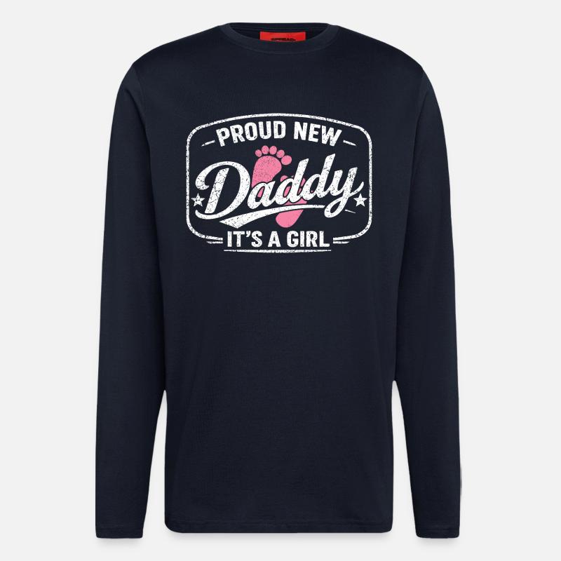 Werdender Papa & Vater, Geburt Tochter Mädchen - Langarmshirt - made by SPREAD - DARK NAVY