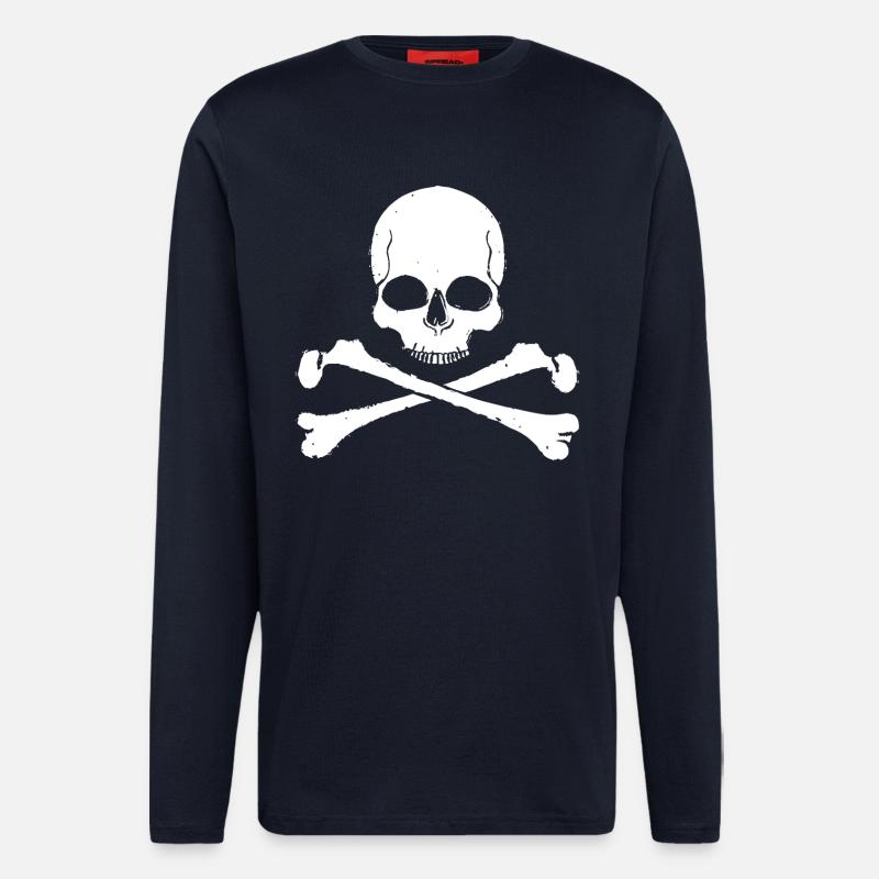 Skull Cross Pattern Skull - Longsleeve - made by SPREAD  - DARK NAVY