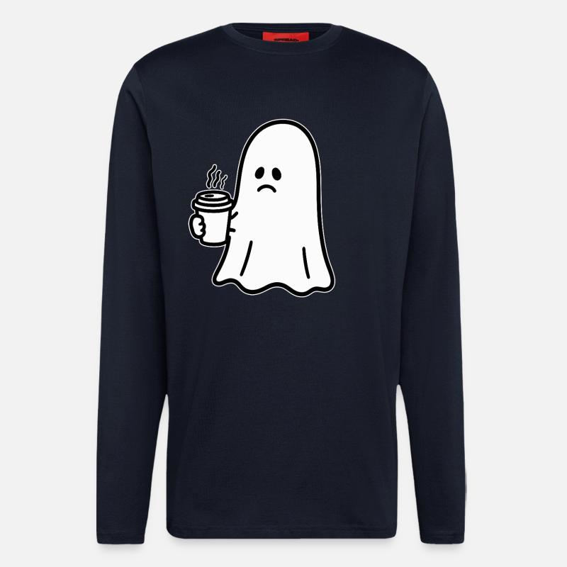 Geist Kaffee Halloween Süßes oder Saures - Langarmshirt - made by SPREAD  - DARK NAVY