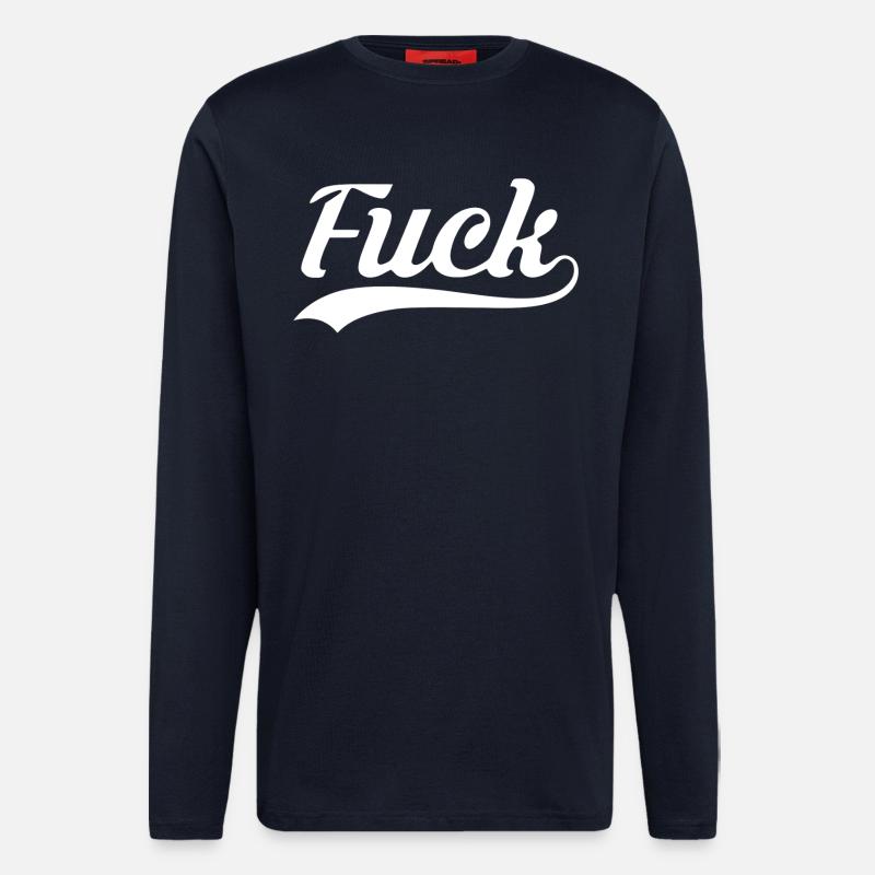 Merde au Rétro Script - Manches longues bio décontracté fabriqué en UE - DARK NAVY