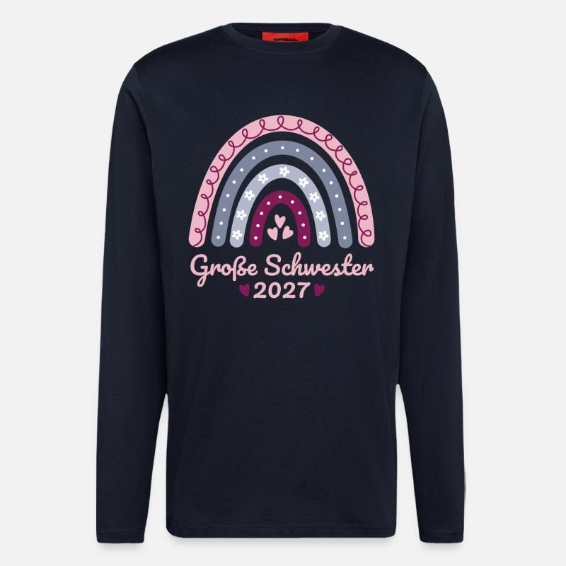 Große Schwester 2027 Boho Regenbogen pastell - Langarmshirt - made by SPREAD  - DARK NAVY